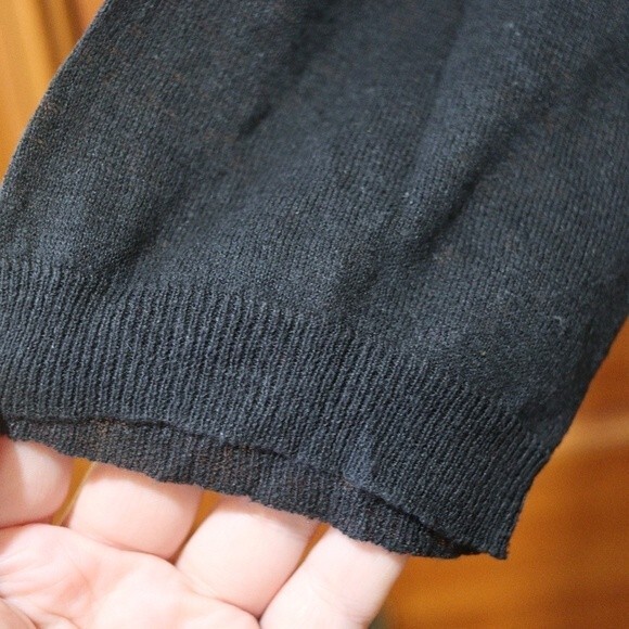 Pure DKNY Black Embroidered Cardigan Colorful Linen Blend Cropped Medium - Picture 11 of 13